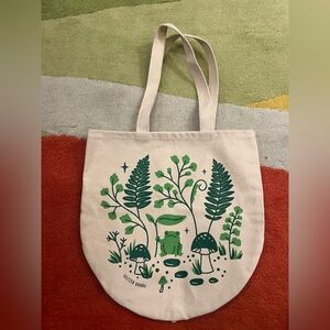 Fern Frog Round Tote by Seltzer Goods— Gusseted Cotton Canvas, Made in USA NWOT